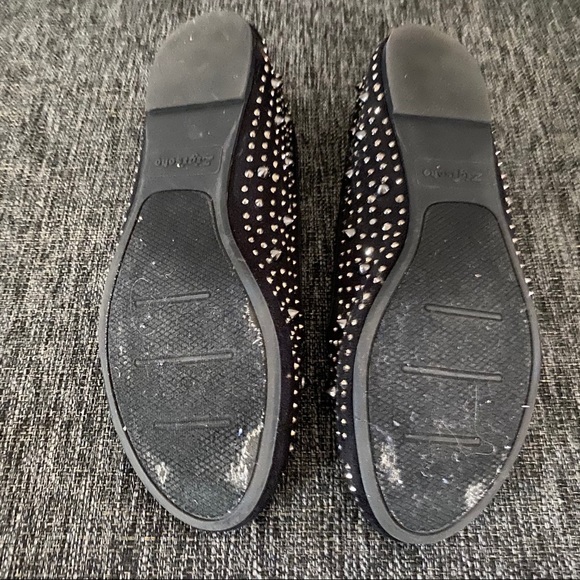 ❌SOLD❌ ZIGISOHO BLACK SUEDE EMBELLISHED FLATS SZ 7 - Picture 4 of 4